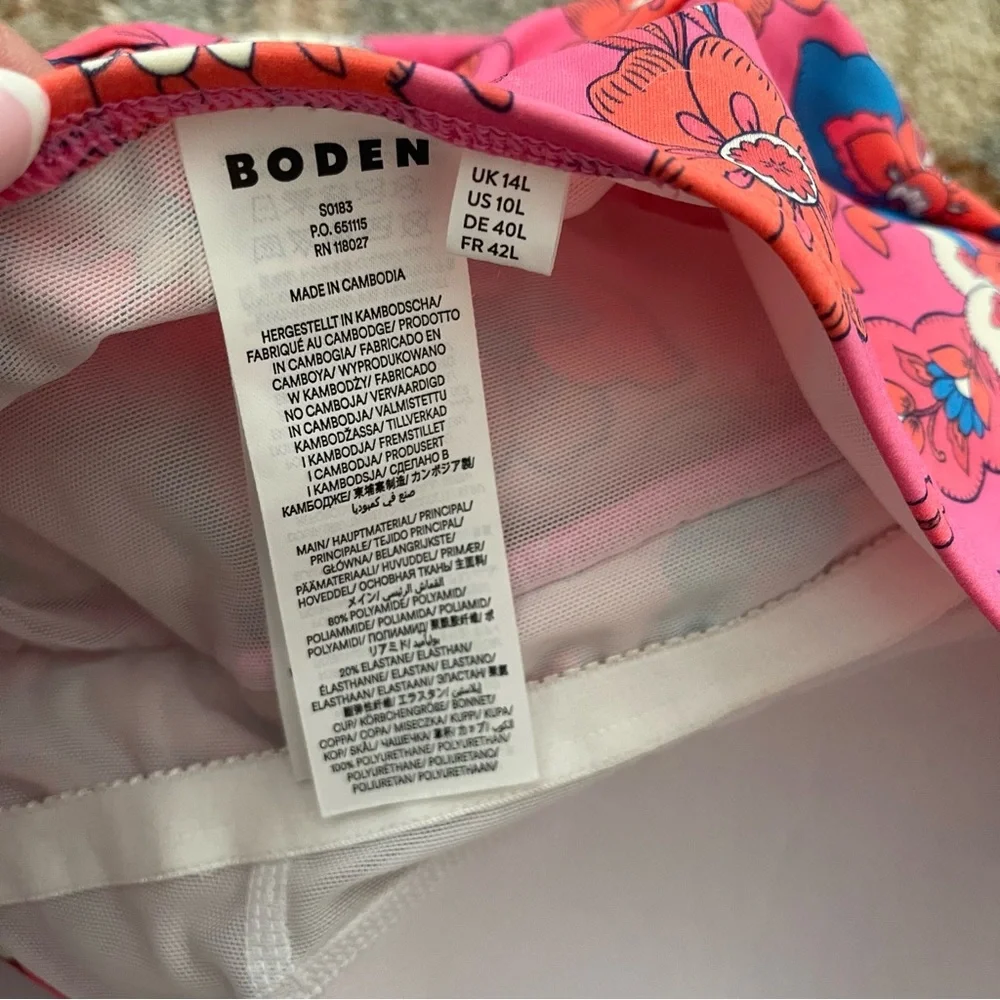 Boden Levanzo Pink Halter One Piece Swimsuit Floral Medallion 10L - Picture 5 of 6